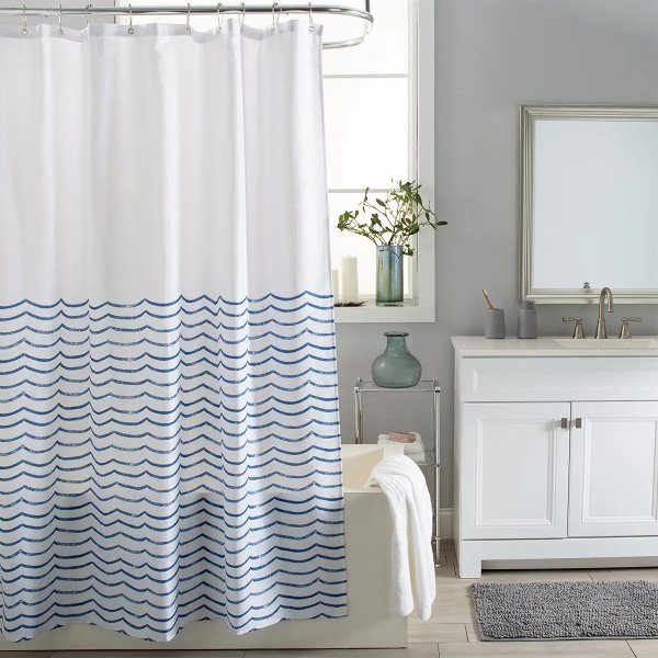 Waves Fabric Shower Curtain