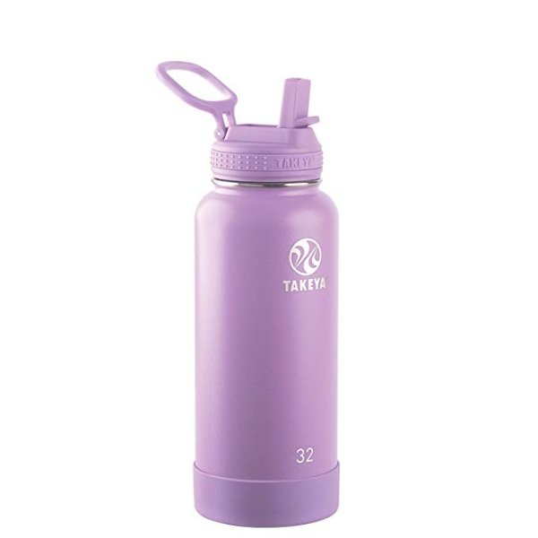 Takeya 51242 Actives Insulated Stainless Steel Bottle w/Straw Lid, 32 oz, Lilac
