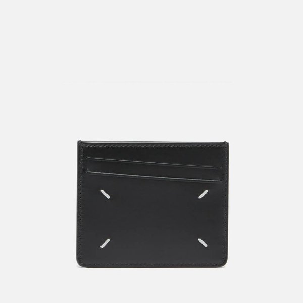 Men's 5-Slot Smooth Leather Card Holder - Black