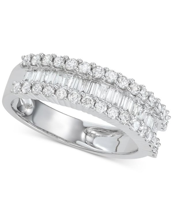 Diamond Baguette Cluster Band (1 ct. t.w.) in 14k White, Yellow or Rose Gold
