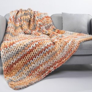Silver One Chunky Knitted Throw Blanket, 50" x 60",