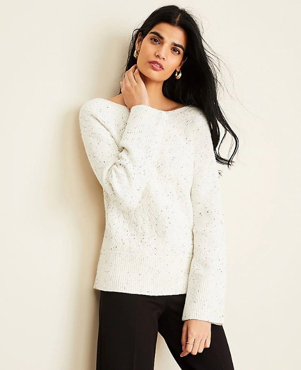 Mixed Stitch Boatneck Sweater | Ann Taylor