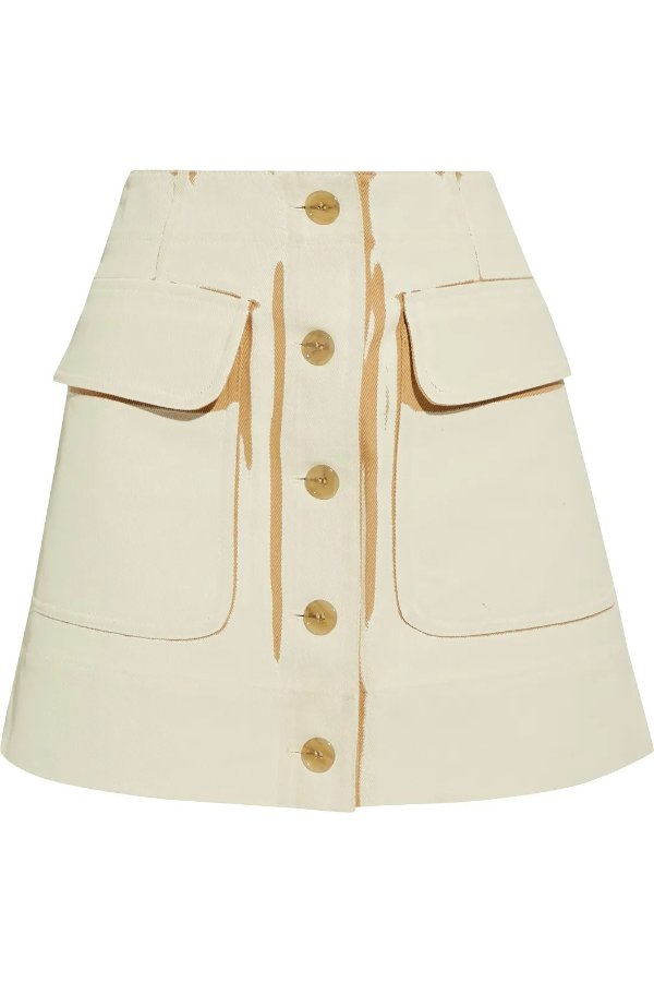 Painted cotton-drill mini skirt