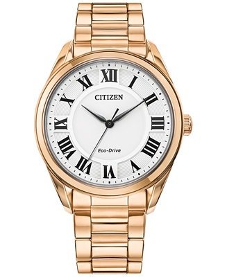 Eco-Drive Women's Arezzo Rose Gold-Tone Stainless Steel Bracelet Watch 35mm