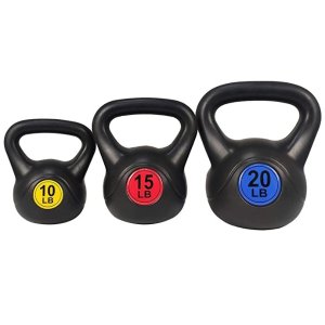BalanceFrom Wide Grip Kettlebell, Includes 10 lbs, 15 lbs, 20 lbs