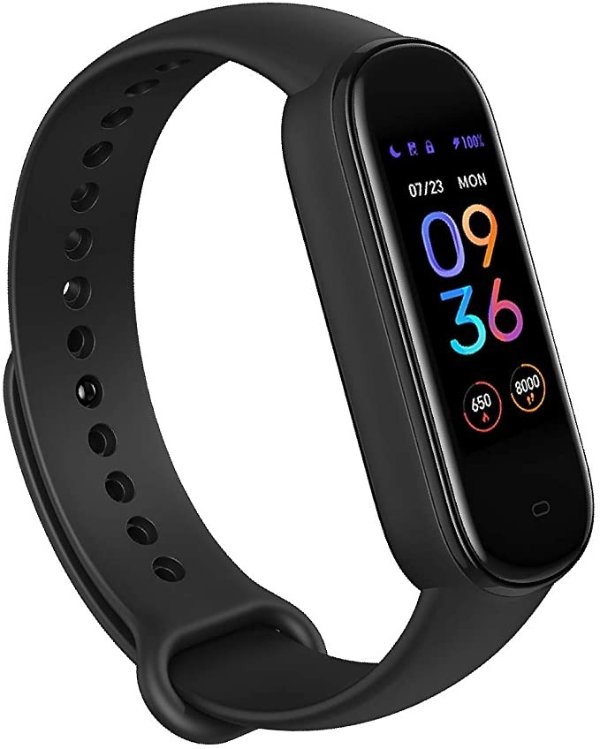 Band 5 Fitness Tracker with Alexa Built-in, 15-Day Battery Life, Blood Oxygen, Heart Rate, Sleep Monitoring, Women’s Health Tracking, Music Control, Water Resistant, Black (Model: S2005OV1N)