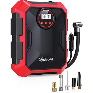 AstroAITire Inflator Air Compressor 12V DC Portable Air Compressor Car Accessories Auto Tire Pump 100PSI with LED Light Digital Air Pump for Car Tires Bicycles Other Inflatables CZK-3674