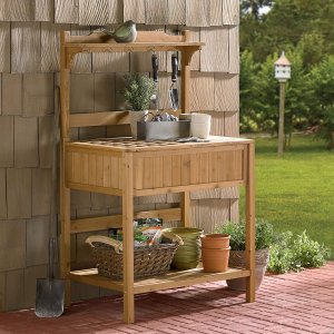 Merry Garden Potting Bench with Recessed Storage