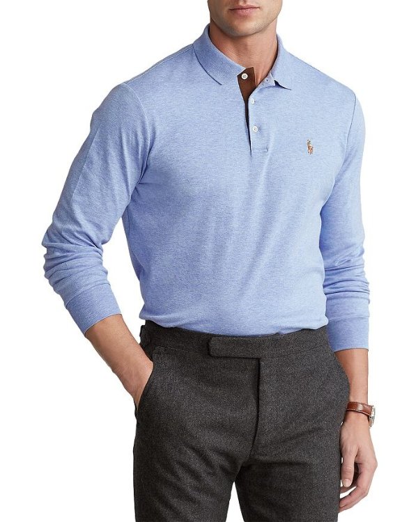 Classic Fit Soft Cotton Long-Sleeve Polo Shirt