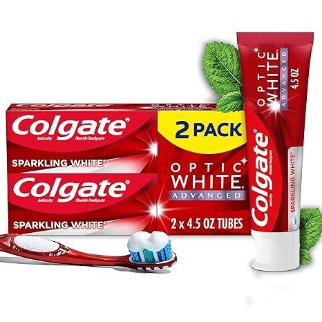 Optic White Advanced Teeth Whitening Toothpaste, Sparkling White - 4.5 ounce (2 Pack)