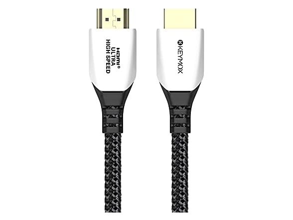 Keymox 8K HDMI Cable 3ft Nylon Braided with LED Indication, 48Gbps Ultra HD High Speed, Support 4K@120Hz & 8K@60Hz