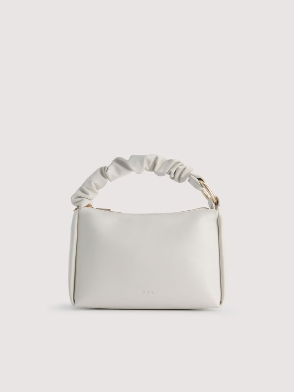 Ruched Top Handle Bag - White