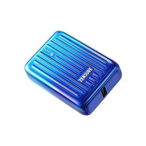 Portable Charger Supermini 10,000mAh USB-C 18W PD Power Bank, Credit Card Size Ultra-Small Fast Charging External Batteries for iPhone, Samsung Galaxy, Nintendo Switch and More- Blue Horizon