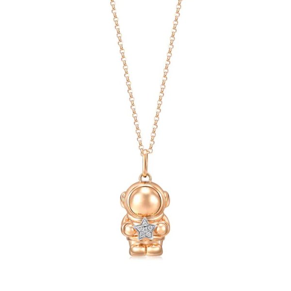 Love Decode 18K White & Red Gold Diamond Astronaut Necklace | Chow Sang Sang Jewellery eShop