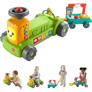 Fisher PriceFisher-Price Laugh & Learn Baby to Toddler Toy, 4-in-1 Farm to Market Tractor Ride On with Pull Wagon