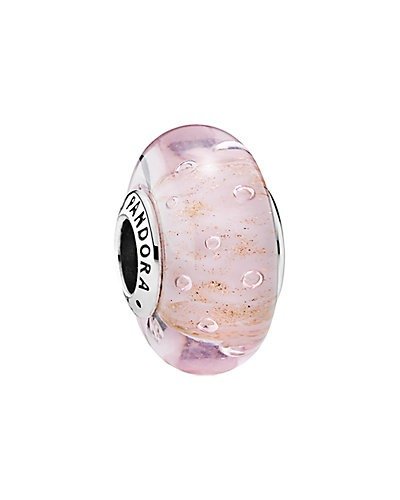 Silver Pink Glitter Murano Glass Charm