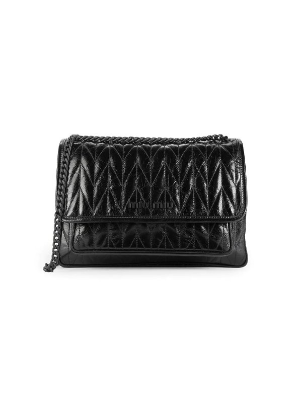 Chevron-Quilted Leather Shoulder Bag