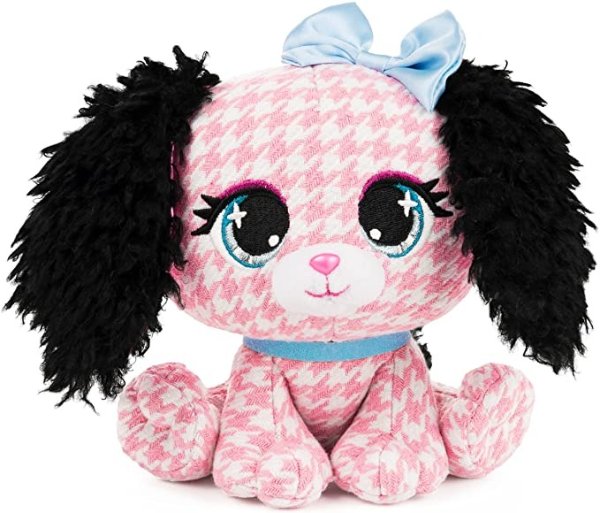 P.Lushes Designer Fashion Pets Cala Bassethound Dog Premium Stuffed Animal Soft Plush, Pink and Black, 6”