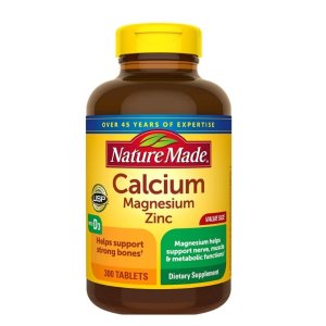 Nature Made Calcium, Magnesium Oxide, Zinc with Vitamin D3 helps support Bone Strength, Tablets, 300 Count