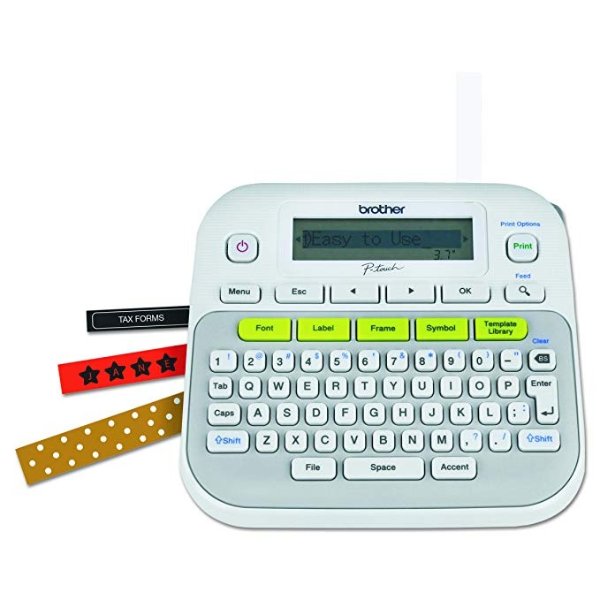 P-touch, PTD210, Easy-to-Use Label Maker, One-Touch Keys, Multiple Font Styles, 27 User-Friendly Templates, White