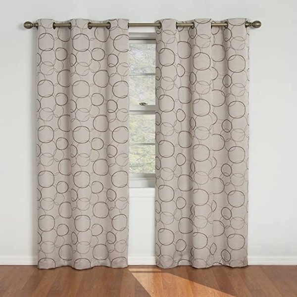 ECLIPSE Meridian Thermal Insulated Single Panel Grommet Top Darkening Curtains for Living Room, 42" x 84", Linen