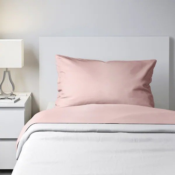 DVALA Sheet set, light pink, Twin - IKEA