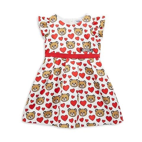 Baby Girl’s & Little Girl's Abito Heart & Bear-Print Dress