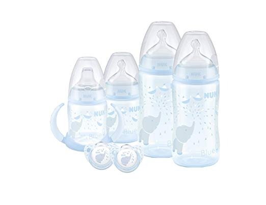 Perfect Fit Baby Bottle Gift Set, Blue Elephants