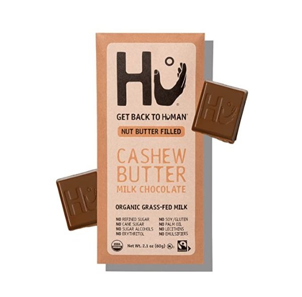 Hu Grass-Fed Milk Chocolate Bars Cashew Butter | Natural Ingredients, Organic Milk, Gluten Free, Paleo, Non GMO, Fair Trade Delicious Chocolate | 6 Pack | 2.1oz Each
