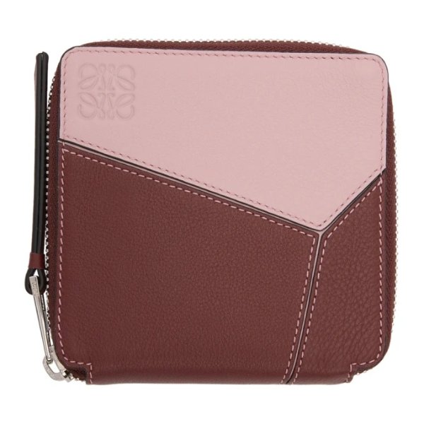 Red & Pink Puzzle Square Zip Wallet