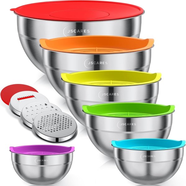 JSCARES Mixing Bowls with Colorful Airtight Lids