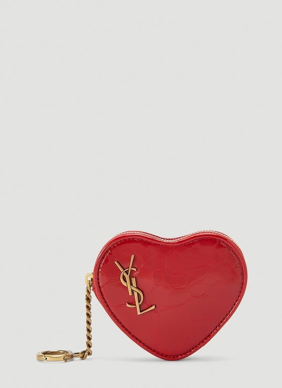 Monogram Heart-Shaped Coin Wallet in Red