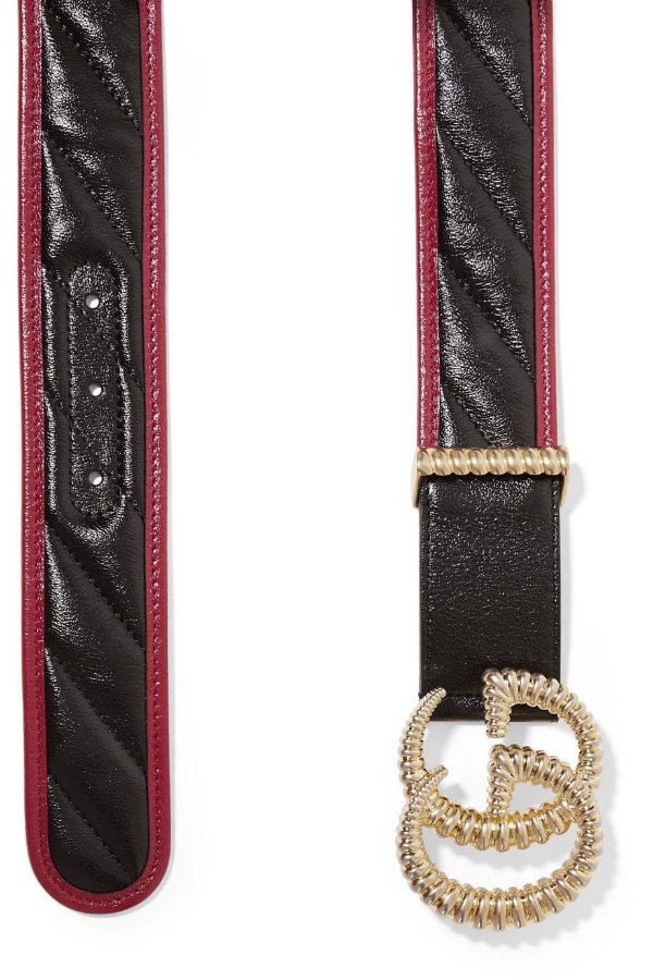 Two-tone quilted leather belt