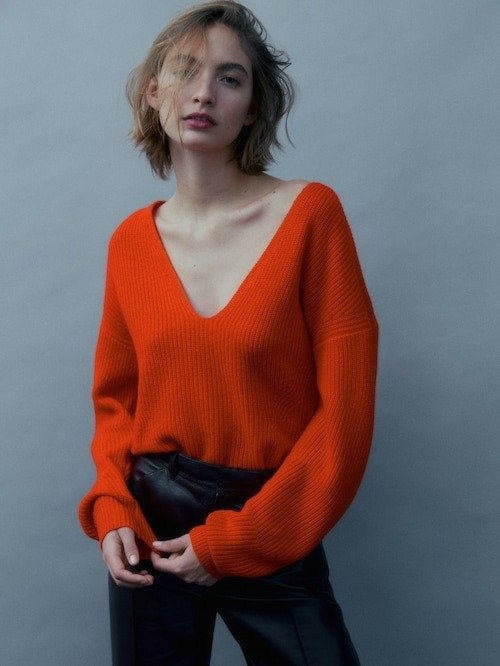 Purl knit sweater with voluminous sleeves - Massimo Dutti