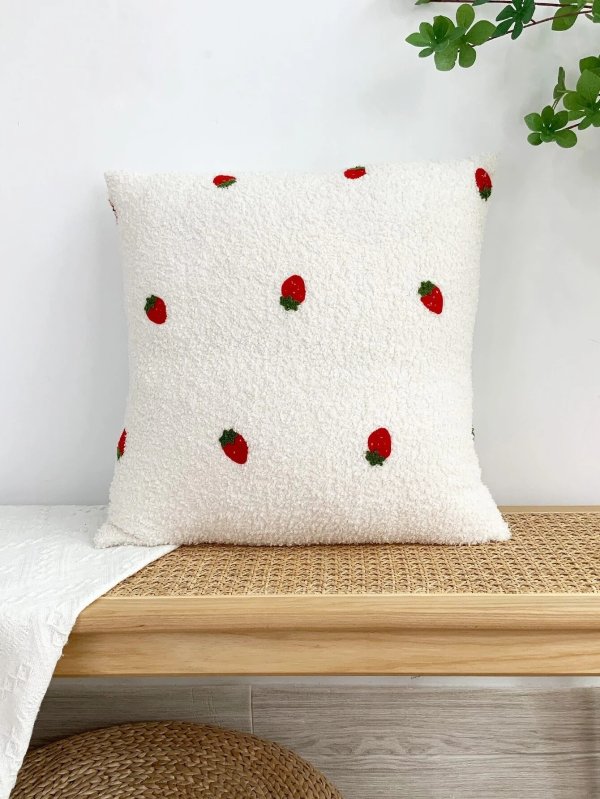 刺绣草莓抱枕套