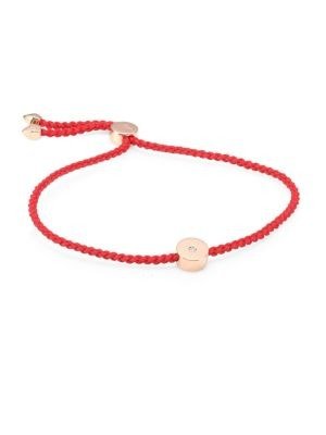 - Linear Solo Diamond & 18K Rose Gold Vermeil Friendship Bracelet