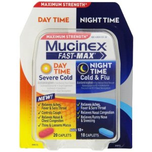Mucinex Fast-Max 日夜成人感冒药，30片
