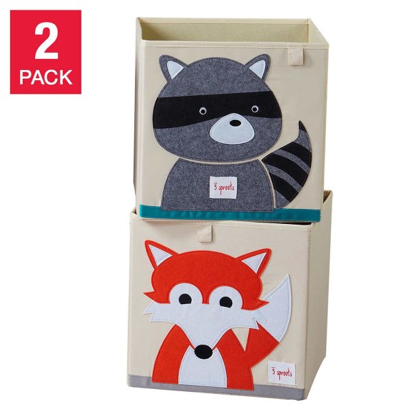 Storage Boxes, Fox & Raccoon, 2-pack