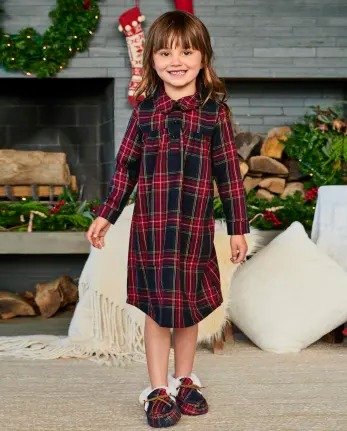 Girls Matching Family Long Sleeve Plaid Flannel Nightgown - Gymmies | Gymboree