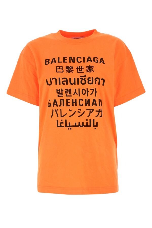 Fluo orange polyester blend t-shirt