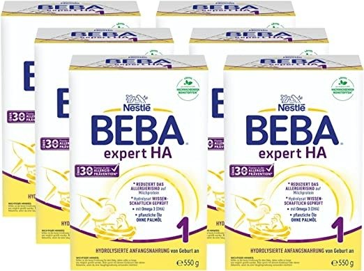 BEBA EXPERT HA 1 水解发酵食品，婴儿出生食品，6 包（6 x 550g）