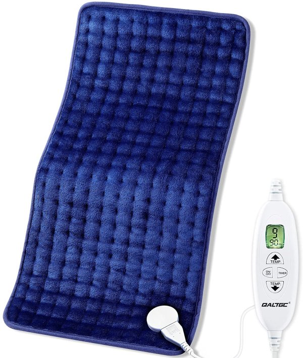 Heating Pad for Back Pain and Cramp Relief Extra Large 12" x 24" Size Electric Heat Pad 10 Temperature Level 9Timer Settings Auto Shut Off Moist and Dry Therapy for Shoulder Neck Soft Washable
