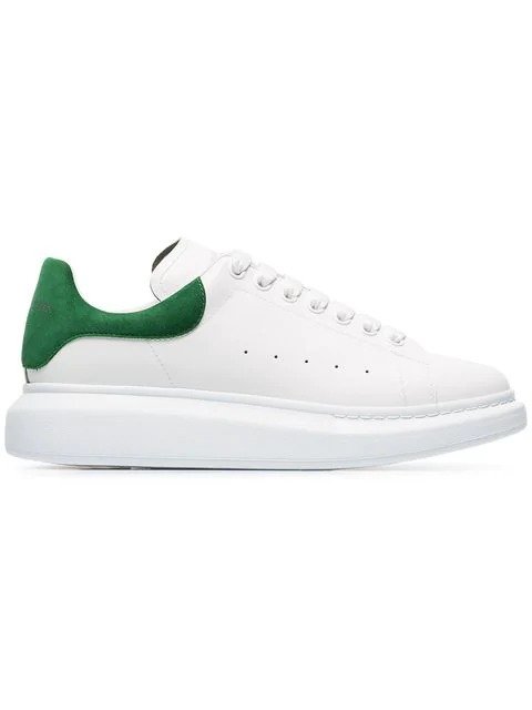 white and green oversized leather sneakers