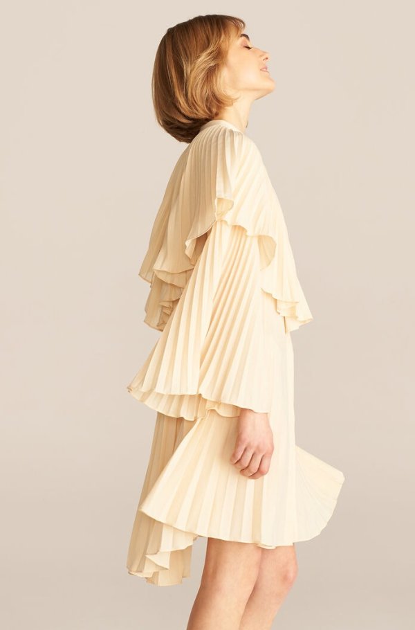 Long Sleeve Voile Plisse Dress | Rebecca Taylor