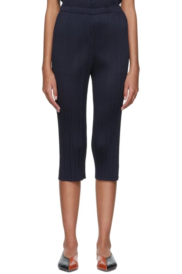 Navy Polyester Trousers