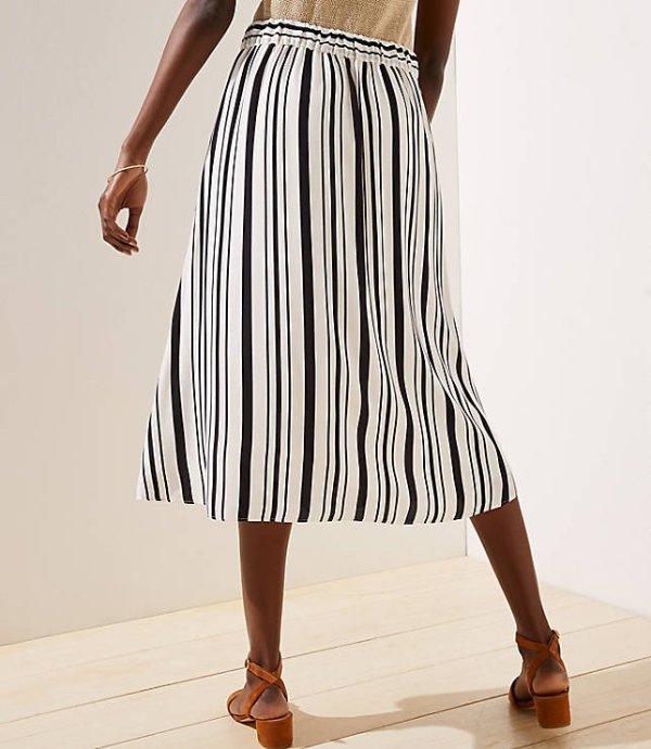 Striped Button Front Midi Skirt | LOFT