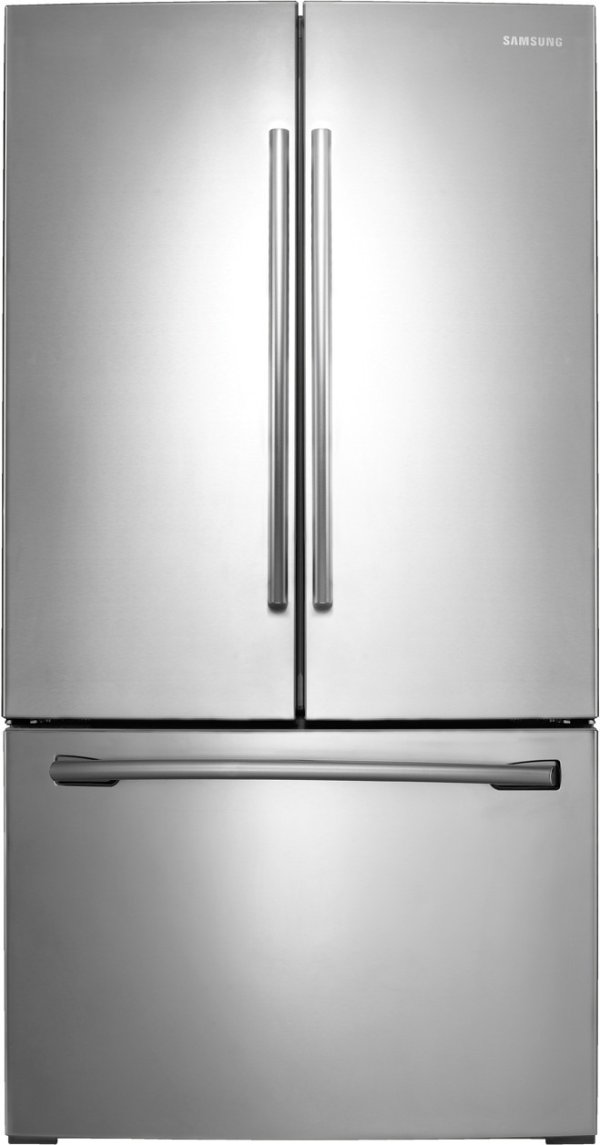 RF261BEAESR 36 Inch French Door Refrigerator with 25.5 cu. ft. Capacity, Spillproof Glass Shelves, Gallon Door Storage, Twin Cooling Plus, CoolSelect Pantry, Power Freeze and Cool, Internal Filtered Water Dispenser, Ice Maker and ENERGY STAR: Stainless Steel