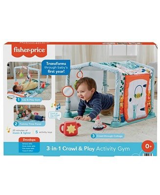 3-in-1 Baby Gym with Tummy Time Playmat, Tunnel and Toys, Crawl Play Activity Gym