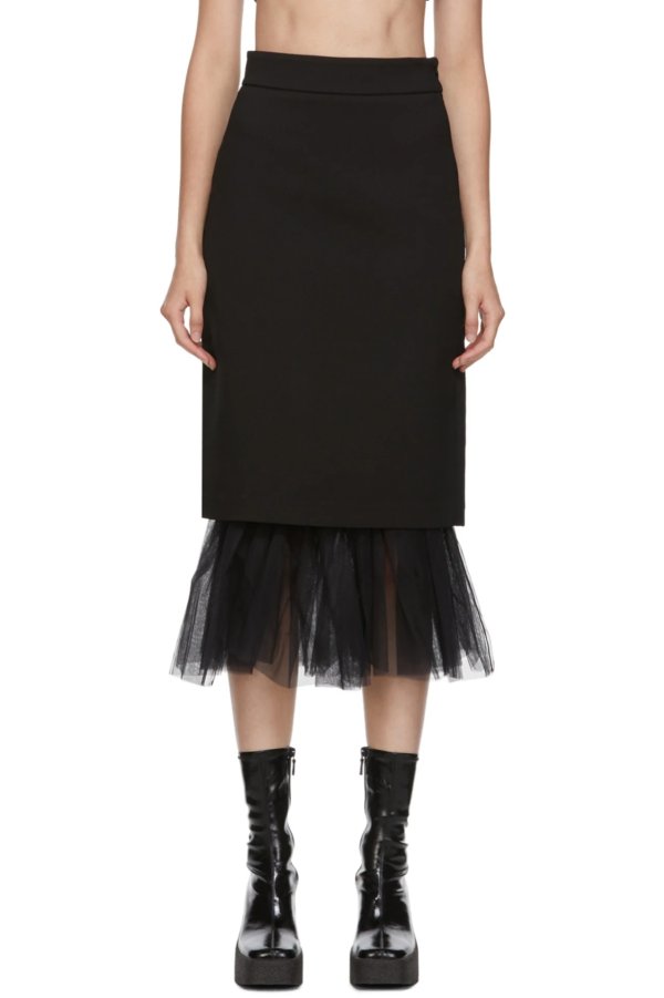 Black Tulle Pencil Skirt
