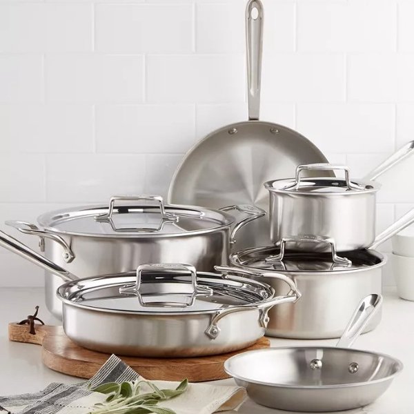 D5 Brushed Stainless Steel 10-Pc. Cookware Set